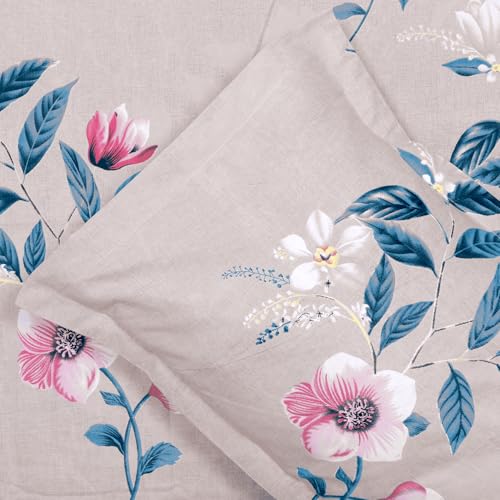 Image of Cloth Fusion Glace Cotton Elastic Fitted Bedsheet King Size 78x72 inch | Pink Floral, 2 Pillow Covers, 165 TC, Soft, Cotton Blend, 360 Grip, Fits Up to 8 in Mattress, Quick-Drying