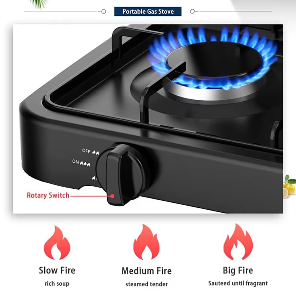 Kuchenka gazowa kempingowa z podwójnym palnikiem 4,4 kW LPG z blatem ze stali nierdzewnej, automatyczny system zapłonu, regulowana regulacja temperatury, przenośna konstrukcja do gotowania na świeżym