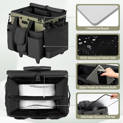 Image of Large Cleaning Caddy for Cleaning Supplies Organizer, Rolling Cleaning Caddy Bags with Wheels for Housekeepers, Cleaning Carts on Wheels for Home Car Office Picnic