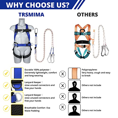 Tt Trsmima Safety Harness Fall Protection Kit: Full Body Roofing Harnesses With Shock Absorbing Lanyard thumb #3