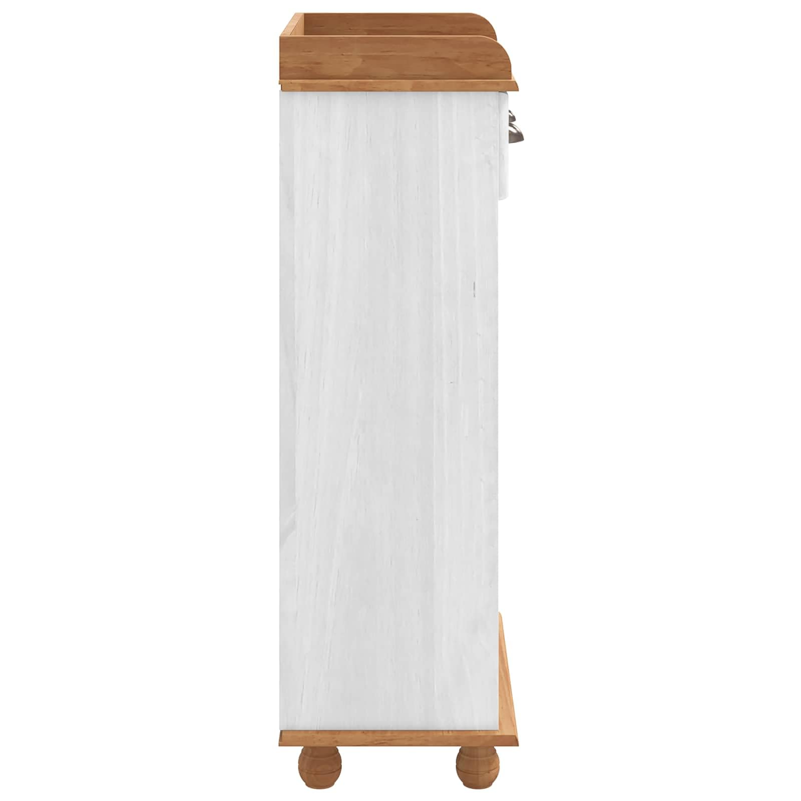 ASKIM - Cantinetta per vino bianca con superficie miele, in legno di pino massiccio, 57 x 37 x 114 cm, autoportante, per cucina, sala da pranzo, soggiorno, con vano portaoggetti e