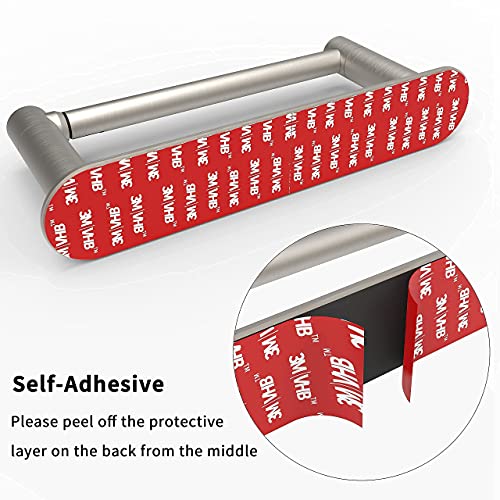 Wzrua Adhesive Toilet Paper Holder Brushed Nickel Bathroom Double Post Pivoting Toilet Tissue Holder Roll Holder Stick On No Drilling Stainless Steel And Zinc Alloy… #TOP2