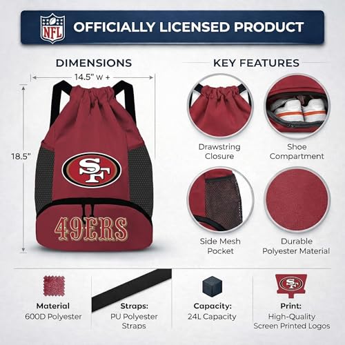 Image of NFL San Francisco 49ers Cinch Bag - Standard Logo Drawstring Backpack