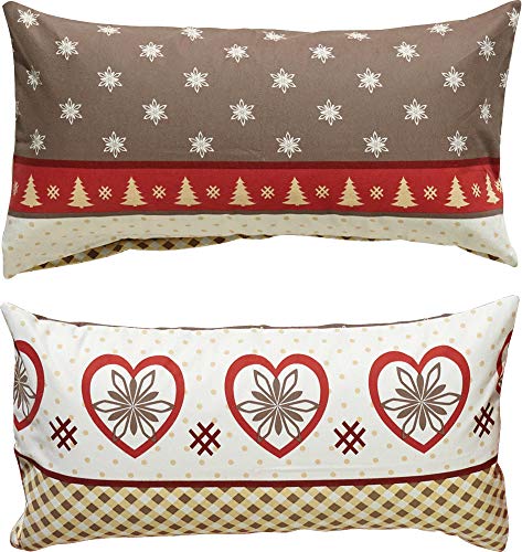 Erwin Müller Kissenbezug, Kissenhülle Flanell Herz, Norweger-Muster...