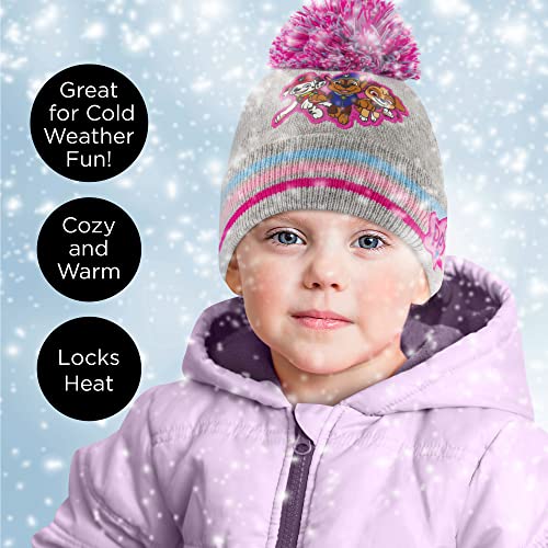 Image of Nickelodeon Girls Winter Hat and Mittens Set, Paw Patrol's Marshall, Chase and Skye Toddler Beanie for Ages 2-4