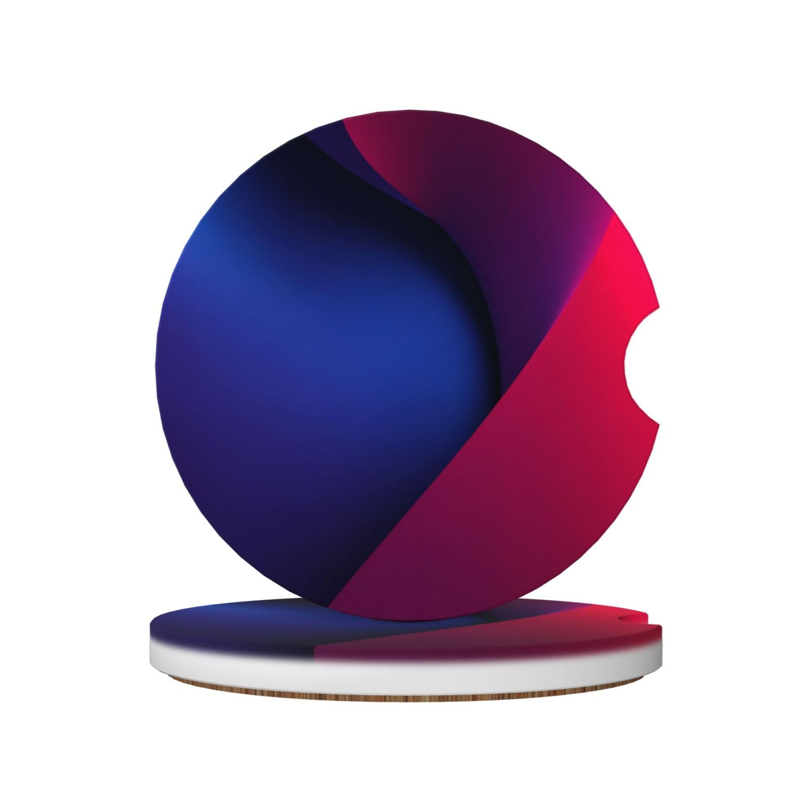 Gradient Deep Red Into Navy Blue Ceramic Coasters,2pcs
