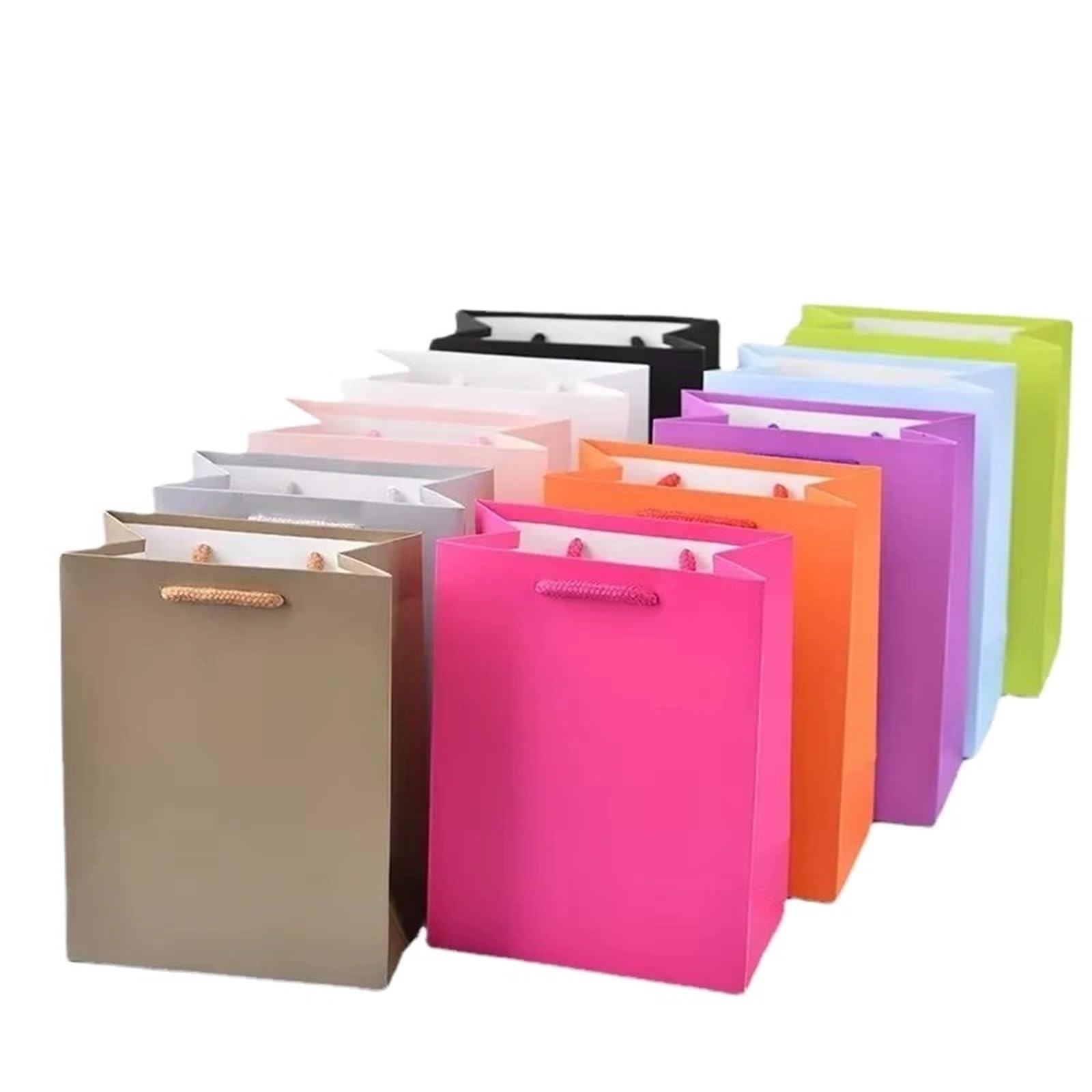 Sacchetto Regalo Kraft Sacchetto regalo di carta semplice da 12/24 pezzi | Scatola di caramelle Kraft con manico Pacchetto festa di compleanno di nozze(Black,18x23x10cm,24pcs)