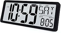KMMKGG 15" Large Digital Wall Clock Battery Operated - 4.6" Easy-Read Numbers, Alarm, Timer, Date, Temperature for Bedroom, Office