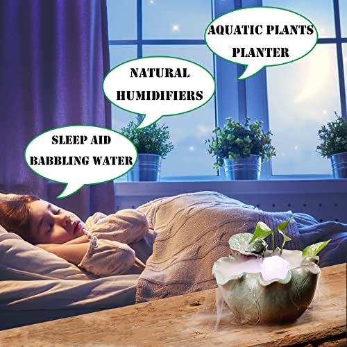 HSINYA Lotus Tabletop Water Fountains Indoor Small Waterfall with Mist