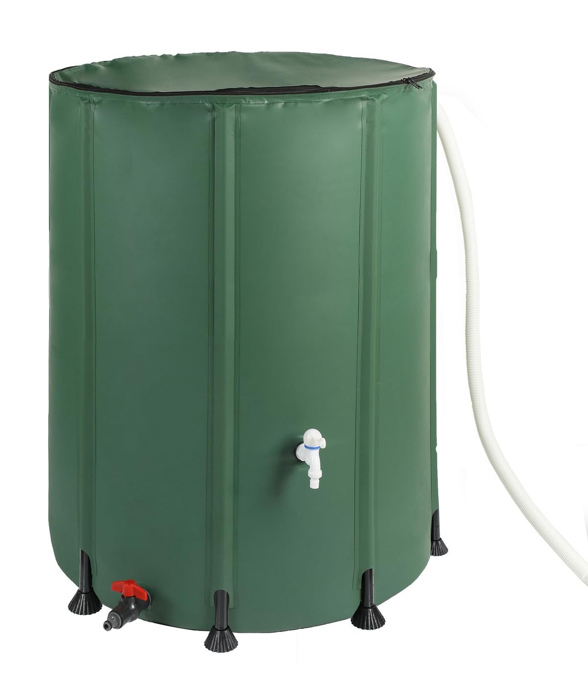 Dehner Beczka na deszczówkę, składana beczka na deszczówkę, do użytku na zewnątrz, ok. Ø 80 cm, pojemność 500 l, w zestawie kran, PCW, ciemnozielony