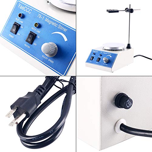 79-1 Magnetic Stirrer Hotplate Mixer Stir Plate with Pole, 2 Stir Bars,3000ml,0~2400rpm,110V 60Hz