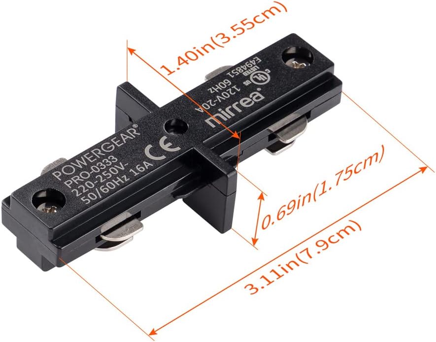 mirrea Black H Type I Connector for Ceiling Track Lighting