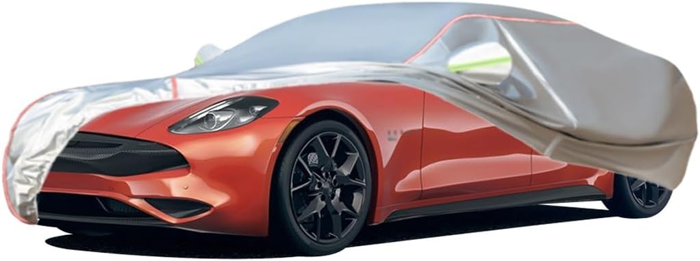 WOLWES Car Covers are Suitable for Karma GS-6 Base/Luxury/Sport 2021-2022 All-Weather Windproof, Snowproof, Rainproof, UV-Protected and Breathable All-Season Universal with Side Door Zip Oxford Cloth