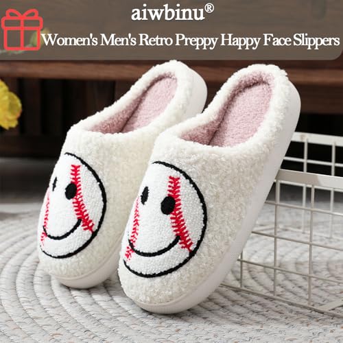 Heart/Happy Face Slippers for Women,Cute Indoor Memory Foam Slip,White Curly Soft Plush,Warm Winter Gift,Prime membership low prices3