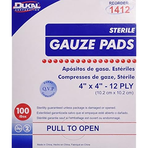 Dukal Sterile Gauze Pad, 4" x 4", 100 per Box, White Cover