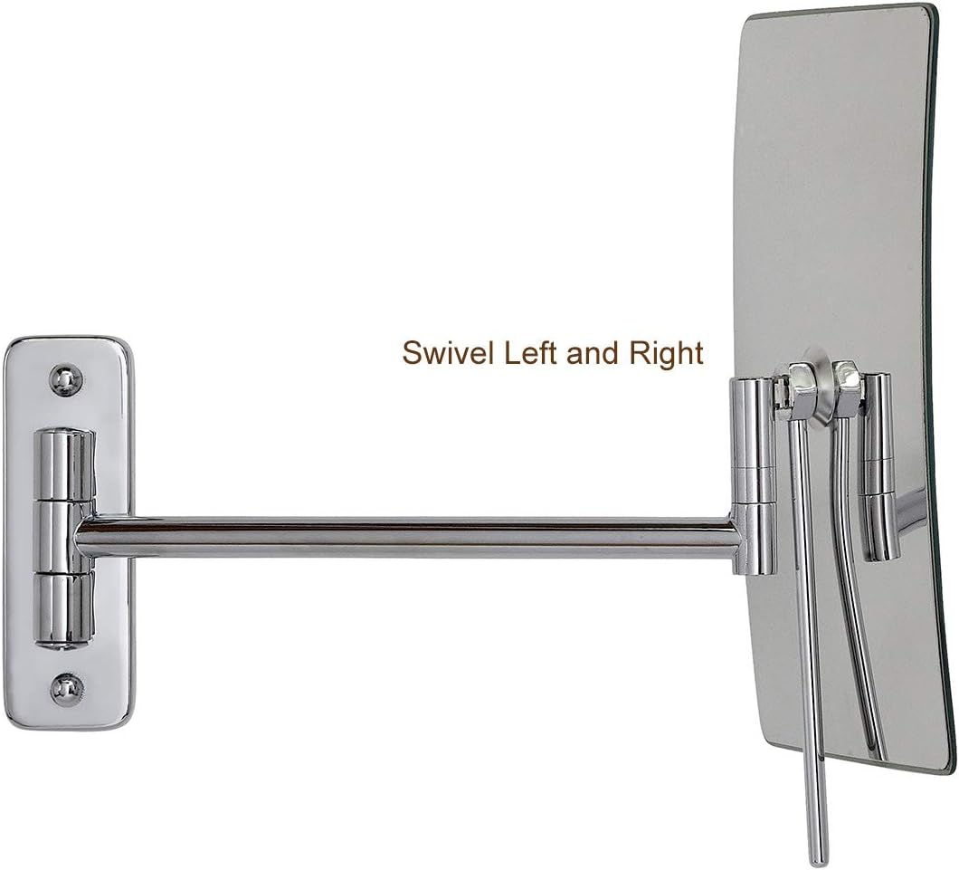 Hamilton Hills 3X Magnified Premium Modern Wall Mounted Rectangular Vanity Makeup Mirror Polished Chrome Contemporary Finish Adjustable Arm Tilt Easy Positioning Best Luxury Quality Magnifying Beauty -