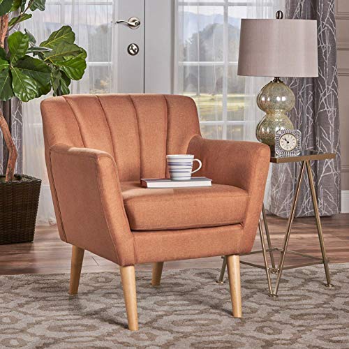 Christopher Knight Home Merel Mid-Century Modern Fabric Club Chair, Orange / Natural #TOP1