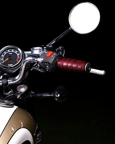 Miniatura 4 de Trip Machine Company Leather Motorcycle Grips Wrap Cherry Red