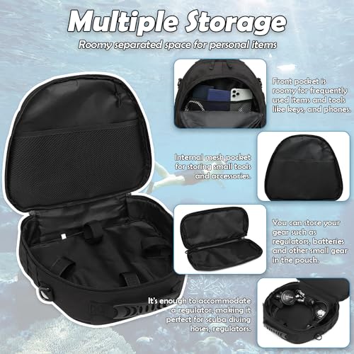FRETHIND Atemreglertasche Profi Tauchregulator Tasche mit gepolsterter Schutz & Schultergurt – Aufbewahrungstasche für Schnorchelausrüstung, Tauchen und Reise Schwarz