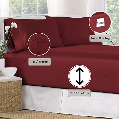 Pizuna Pure Combed Cotton King Size Fitted Sheets Rio Red, 600 Thread Count 100% Long Staple Cotton Fitted Sheet 150x200 cm - Image 3