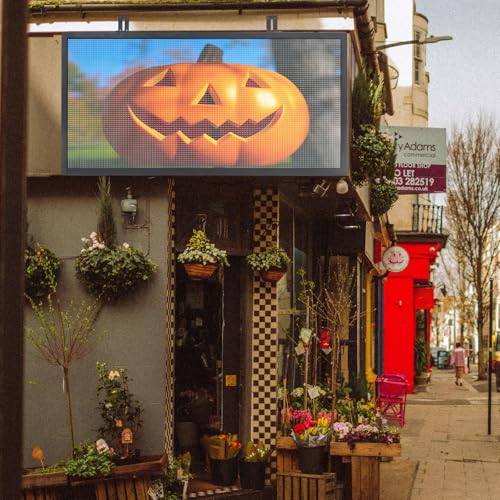 Image of P6 Outdoor Programmable LED Sign 40 inchx17 inch - Full Color 160x64 High Resolution Digital Signage | WiFi & USB Control Scrolling Message Board for Business Advertising, Marquee Display for Text, Video & Images