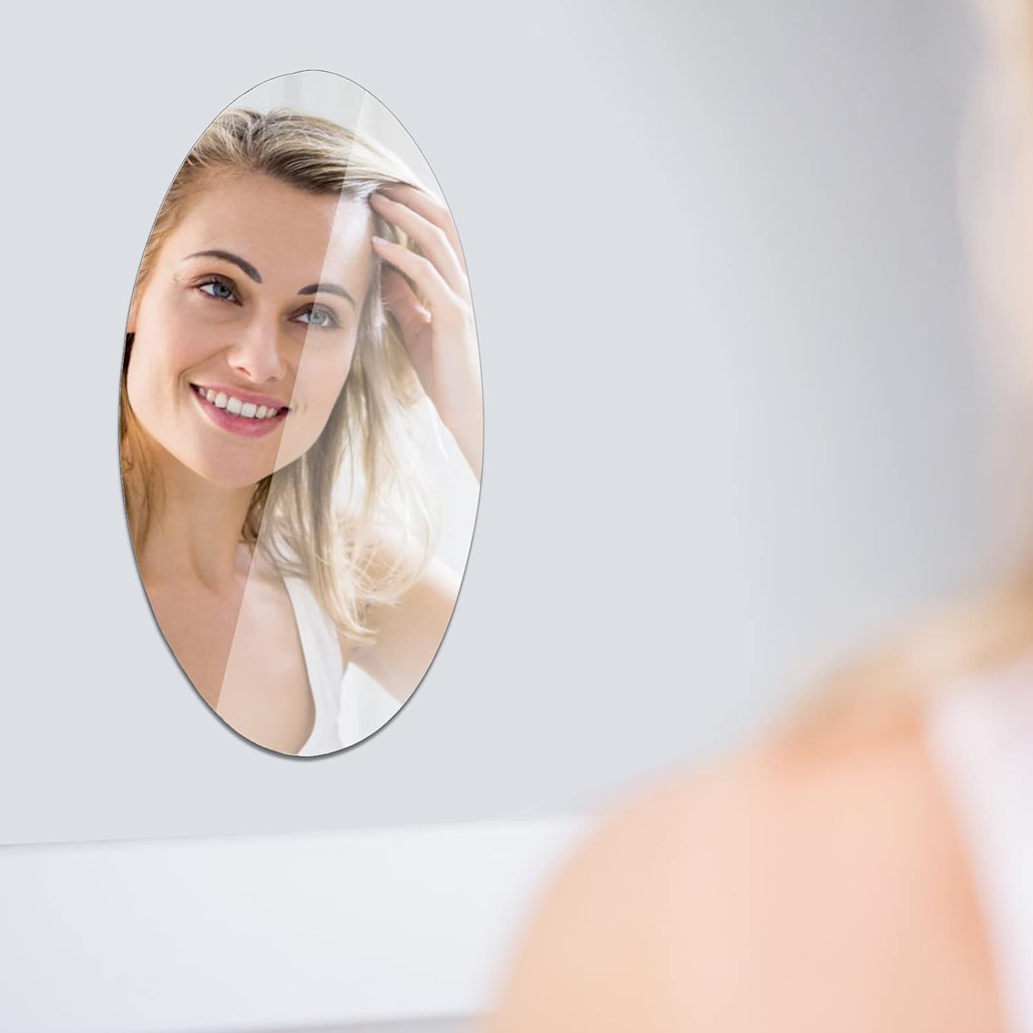 Hevy Thik Self Adhesive Mirror Sheet | Flexible Non Glass Mirror Tiles | Mirror Sticker for Office Home Bathroom Wall Decor Size 15 X 15 Cm (4 Pack)