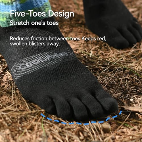 Image of AONIJIE Toe Socks for Men and Women Athletic Hiking Coolmax Socks with toes - Soft Comfortable and Moisture Wicking
