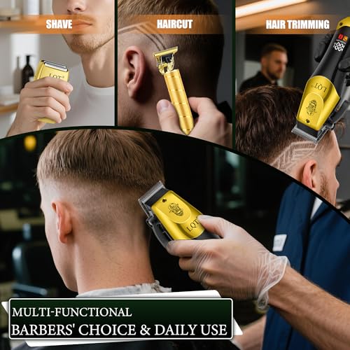 Image of Hair Clippers for Men Professional, Beard Trimmer Kits & Sets, Electric Shavers, Hair Clippers & Trimmer Ceramic T-Blade, for Barber, Father Gifts for Men (Gold)