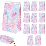 Matériau de qualité : nos sacs d'anniversaire pour enfants sirène sont fabriqués en papier durable réutilisable, dont la surface est lisse et lumineuse, facile à plier, à ouvrir et à transporter.