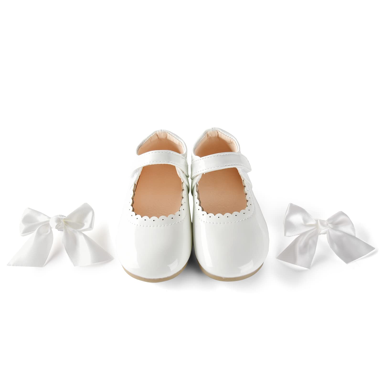 JerrisApparel Chaussures Fille Vernis Nœud Robe Mary Jane Plates