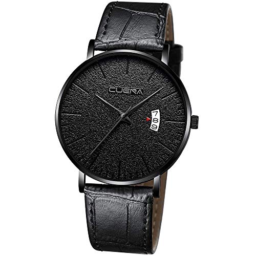 Preisvergleich Produktbild CRRJU Männer tragen wasserdichte Datumsfenster-Ultra dünne lederne Uhren