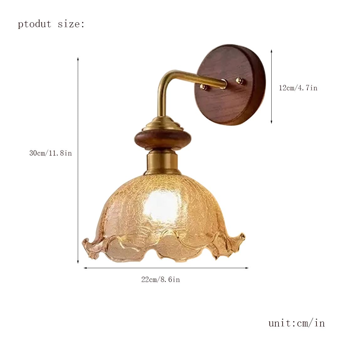 Lampada da parete moderna a forma di fiore in vetro con base in legno massello, stile retrò, applique industriali per interni, ideale per camere da letto, comodini, soggiorni, verande, ingressi e sal