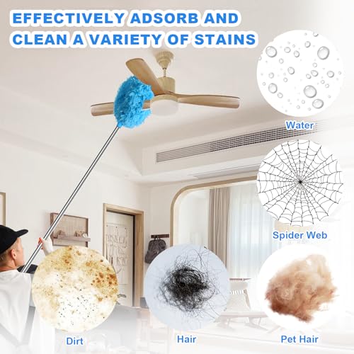 Image of Storystore Ceiling Fan Cleaner Duster - Adjustable Duster with Extension Pole,Dusters for Cleaning Fan Blade, Walls and Cobweb (Blue)