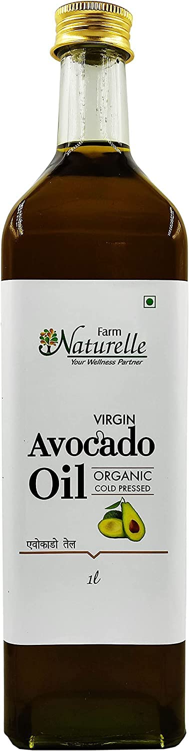 Farm Naturelle 100% Pure Extra Virgin Avocado oil is pressed from the fleshy pulp surrounding the avocado seed Fssai Approved .(1000 Ml)