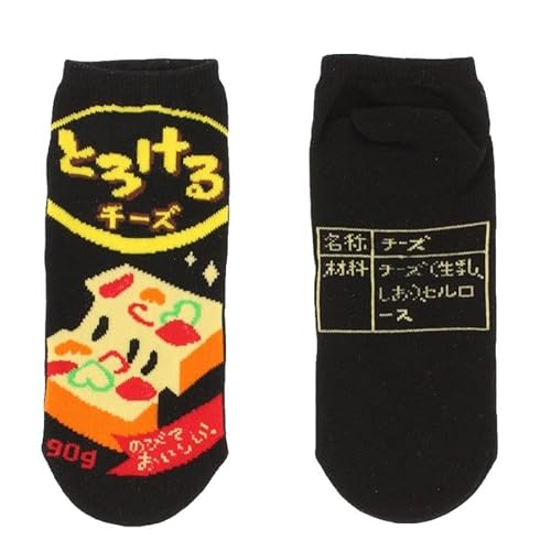 [おもしろソックス] とろけるチーズ柄 22-25cm 日本製 スニーカー丈 くるぶし丈 靴下 レディース