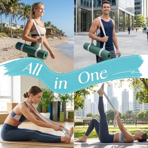 Tumaz Yoga Mat Strap [MAT NOT Included] (2 Sizes) with Extra Thick & Comfy Delicate Texture, Adjustable Yoga Mat Carrier