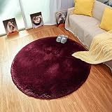 HEXIN alfombras mullidas de Interior súper Suaves y mullidas de Terciopelo Linda Alfombra de Dormitorio mullidaAdecuado para salón Dormitorio baño sofá Silla cojín(Vino-Tinto,100x100cm)