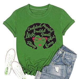 TTwenties-Womens-Melanin-Shirts-Funny-Afro-Queen-T-Shirt-Short-Sleeve-Melanin-Afro-Queen-Tees T&Twenties Women's Afro T-Shirt Casual Melanin Queen Shirts Loose Funny Black Queen Tops