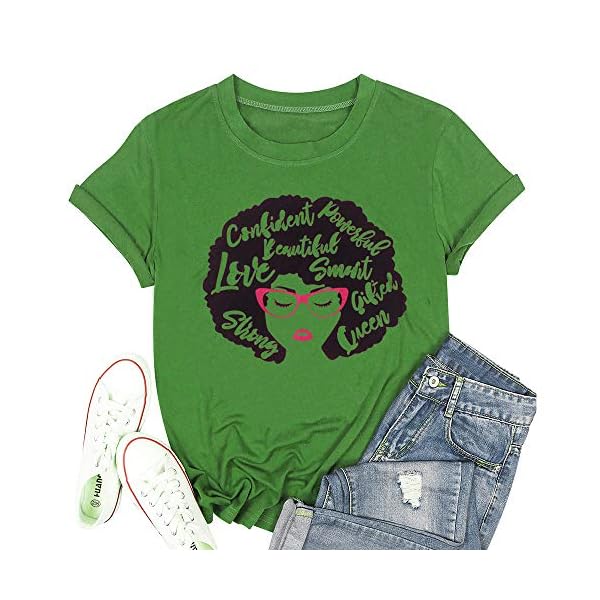 TTwenties-Womens-Melanin-Shirts-Funny-Afro-Queen-T-Shirt-Short-Sleeve-Melanin-Afro-Queen-Tees T&Twenties Women's Afro T-Shirt Casual Melanin Queen Shirts Loose Funny Black Queen Tops