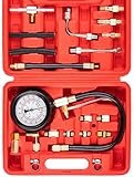 Jiimee 0-140PSI Fuel Pressure Tester Kit, Diesel Diagnostic Tool for Cars, Trucks & Motorcycles, Includes Multi-Size Adapters for Detecting Fuel Pump, Injector & Regulator Issues