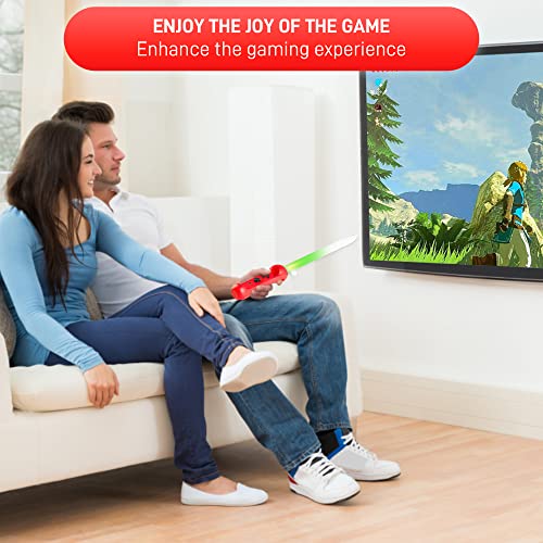 RHOTALL Game Sword for The Legend of Zelda: Skyward Sword HD Compatible with Nintendo Switch and Switch OLED Right Joycon Controller, Game Accessories Handle Grip with LED Design - Red