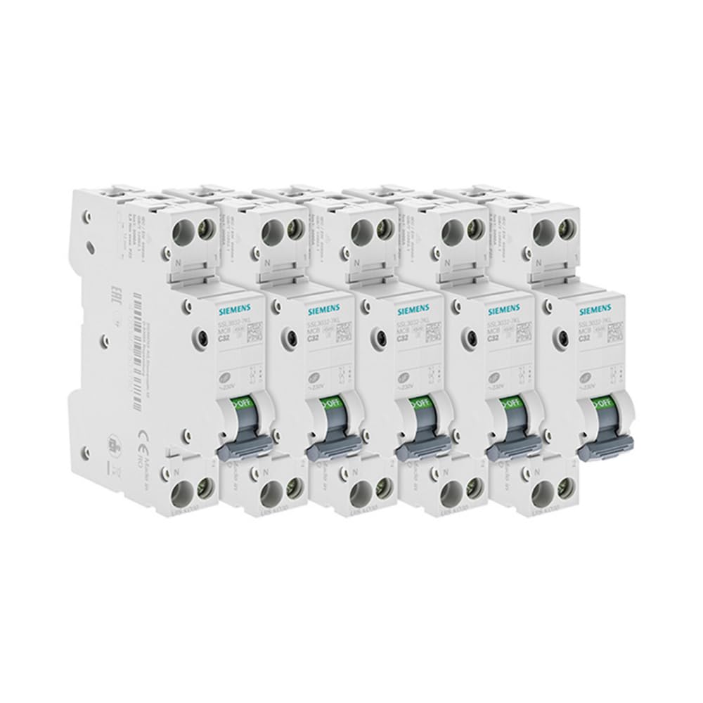Lot de 5 Disjoncteurs électriques phase + neutre 32A