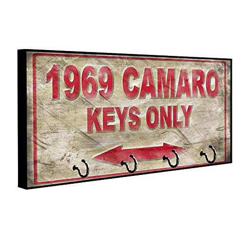 Brotherhood 1969 Compatible with Camaro Keys Only Grunge Red Garage Style Design Key Hanger Organizer Wall Mount Rack for Holders The Home Keys Ring Decorative Hangers Decor Hook Holder