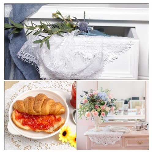 Dentelle brodée premium pour ces sets de table ovales style crochet français rose - 8