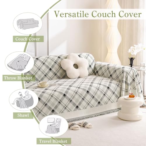 jianyana Sofa Covers Soft Durable Reversible Chenille Sofa Slipcover Couch Covers Modern Plaid Universal Furniture Protector for 1 2 3 4 Seater Sofa Loveseat L-shape Corner Futon Sofas - Image 4