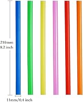 Vista 2 de 100 pajitas grandes para batidos, coloridas, desechables y de boca ancha.