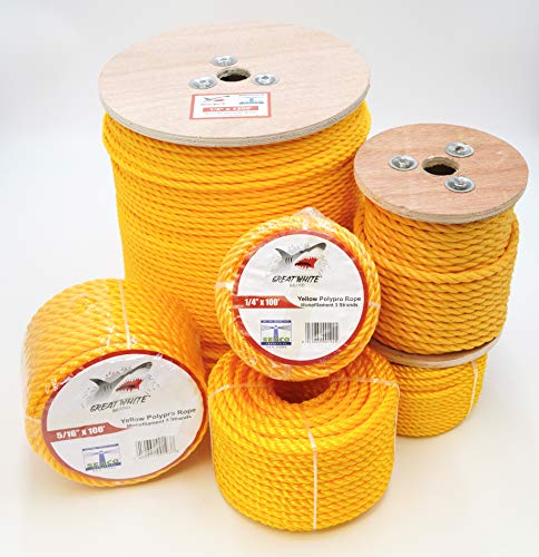 Great White Yellow Poly Pro Rope, 1/4