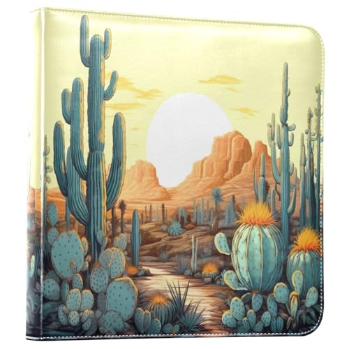 Álbum de fotos de cuero con diseño de paisaje de cactus, libro de imágenes DIY con anillas para bodas y familia, álbum de recortes autoadhesivo miniatura 1