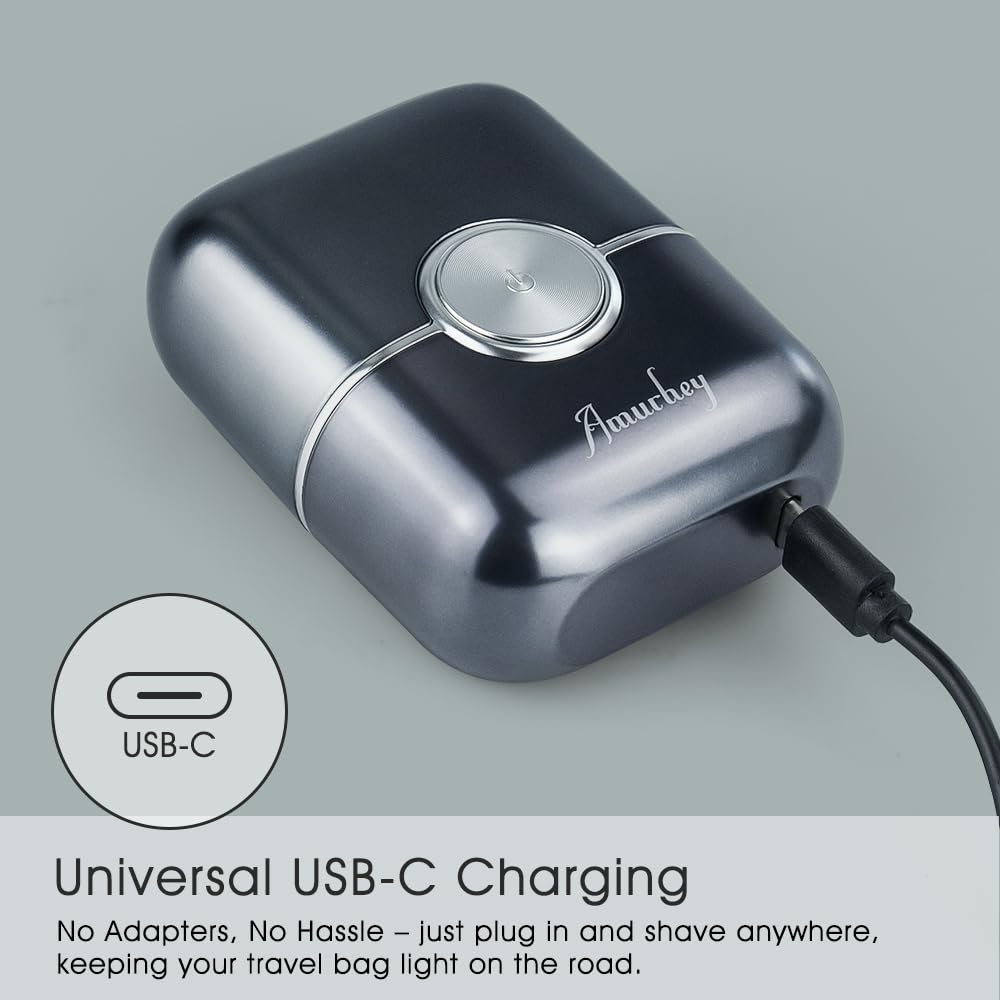 Mini Máquina de Afeitar Barba con Funda de viaje [2026 New] Afeitadora eléctrica íntima para hombre Húmedo y Seco, Afeitadoras eléctricas de láminas, 120 min de uso