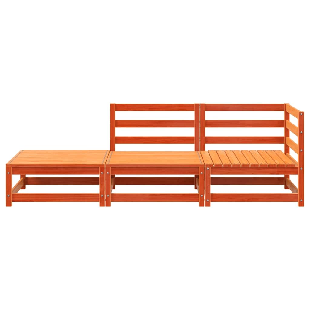 vidaXL Gartensofa mit Fußhocker 2-Sitzer Wachsbraun Massivholz Kiefer